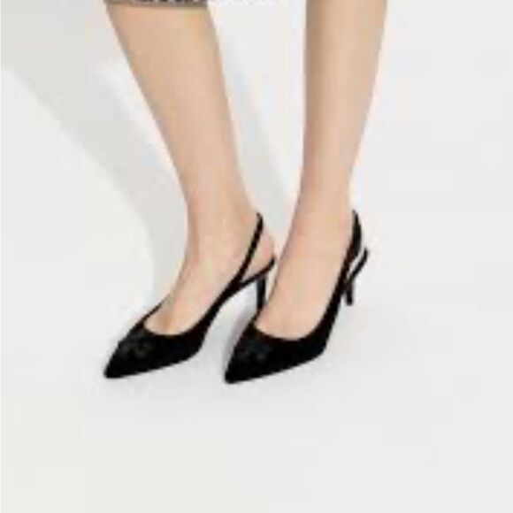 Tory Burch Eleanor Pavé Velvet Slingback Pointed Toe Pump size 6 - Picture 3 of 16